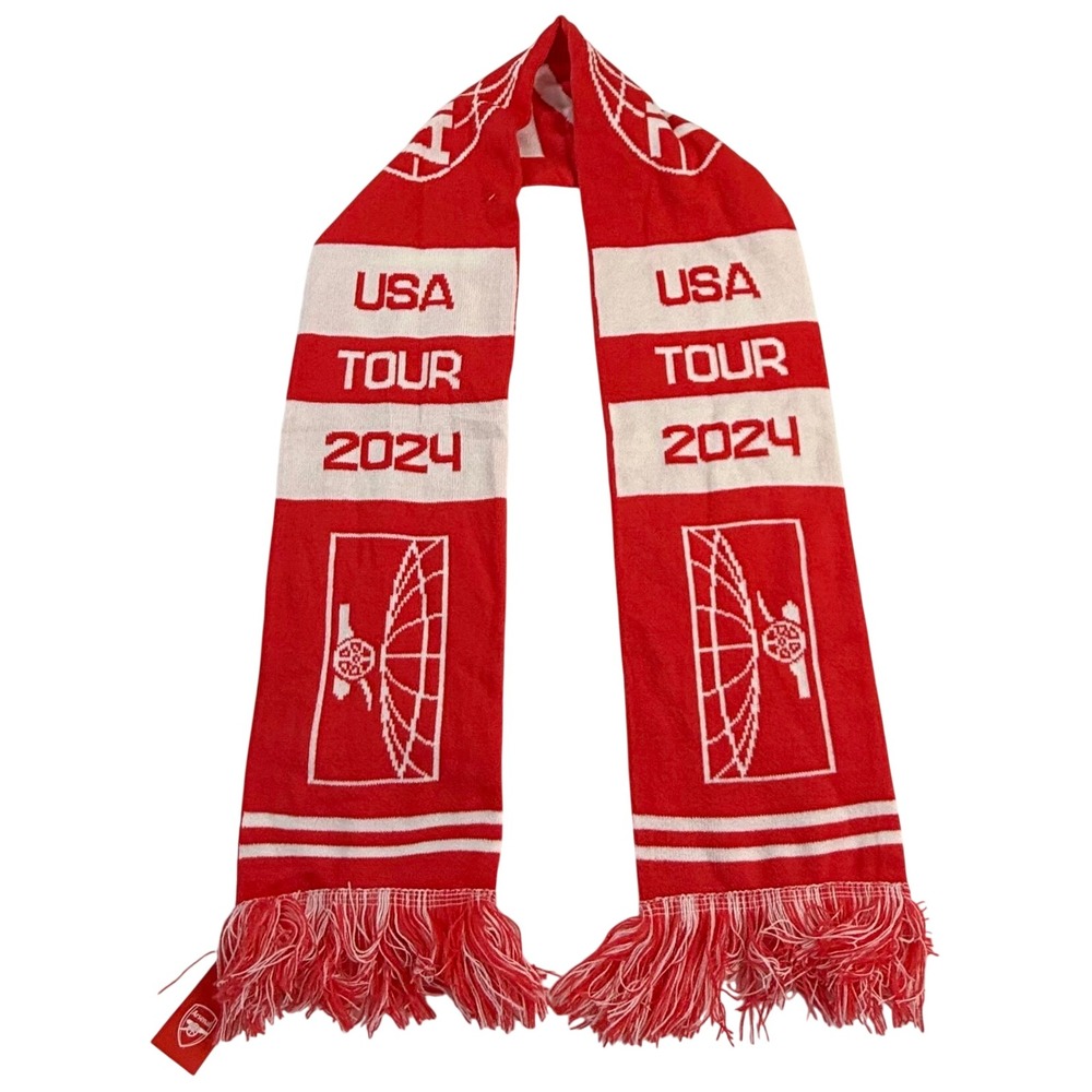 Arsenal FC USA Tour 2024 Scarf Red White Gunners Official Licensed Product NEW